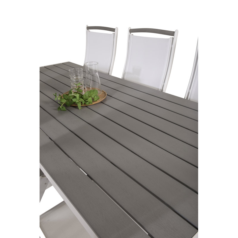 Alanah 6 - Person Patio Dining Set Rectangular Table, White