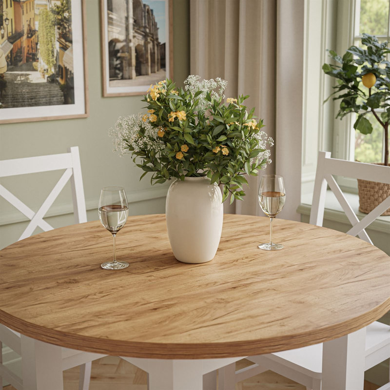 Dining Set, Extendable Dining Table, White;  White/ Golden Kraft Oak