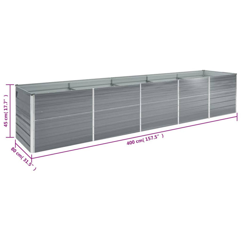 Nichols Handmade Metal Raised Garden Bed, Grey