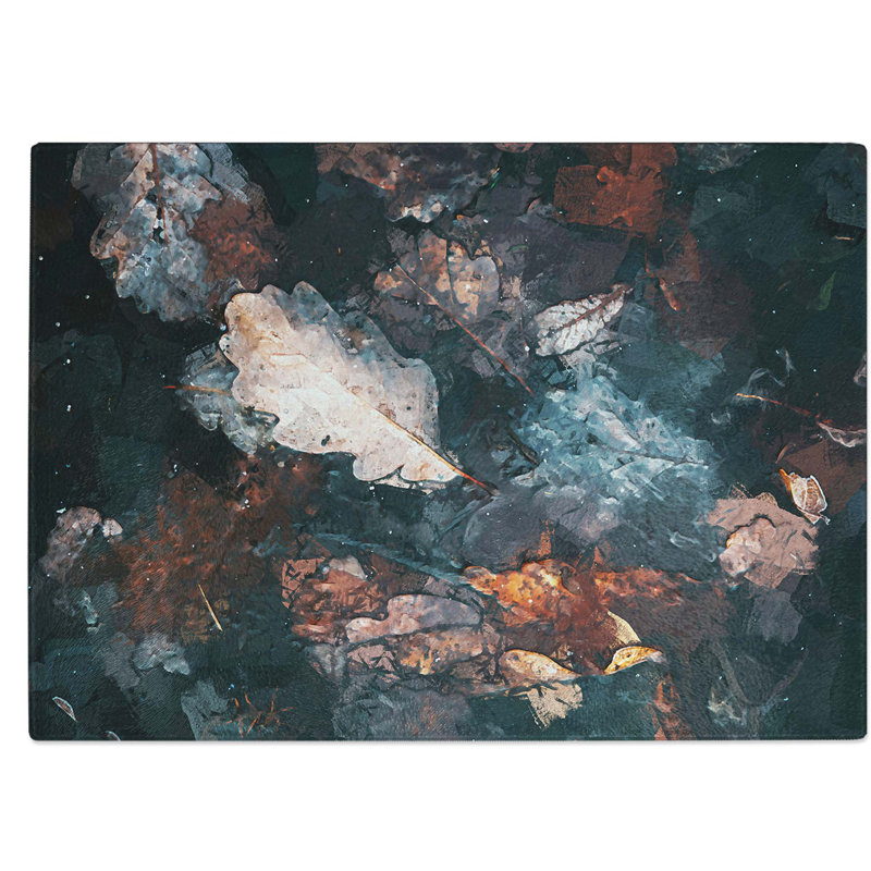 Tempered Glass Autumnal Leaves Chopping Board, 39 cm W x 28.5 cm L