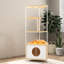 Tour d'angle pour chat, arbre à chat avec poteau à griffer, maisonnette pour chat avec station d'alimentation et plateformes d'escalade, meubles pour animaux domestiques pour chats