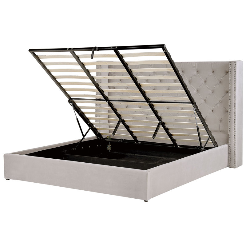 Shala Upholstered Ottoman Storage Bed, Super King (6'), Light Grey