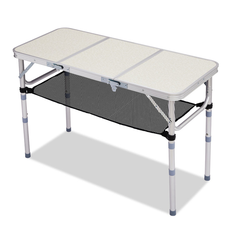 3 FT. White Patio Aluminium Folding Table With Mesh Storage Bag, White