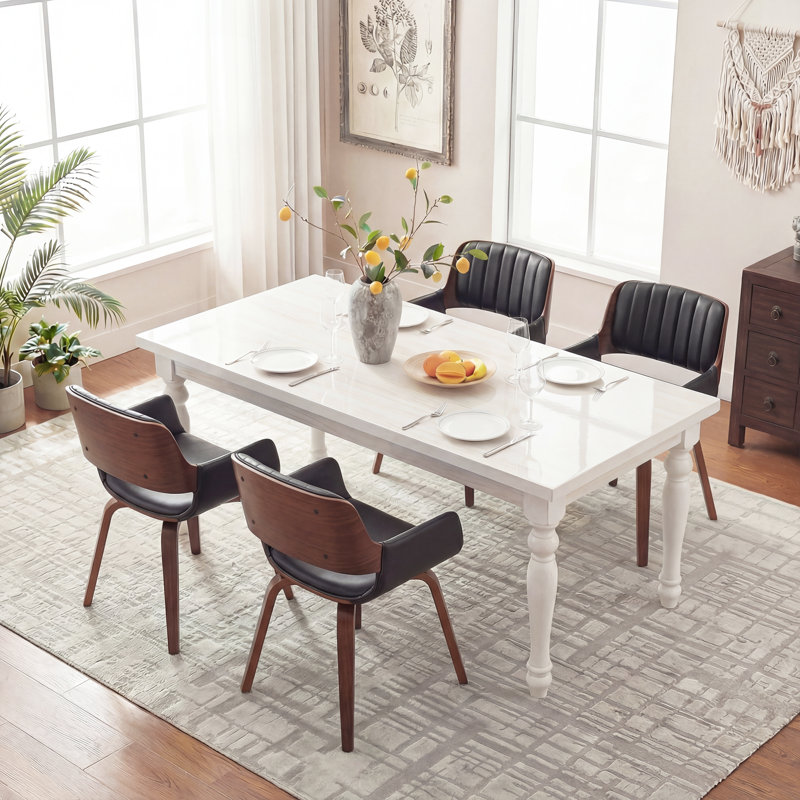 Aura Faux Leather Upholstered Swivel Dining Armchairs, Black