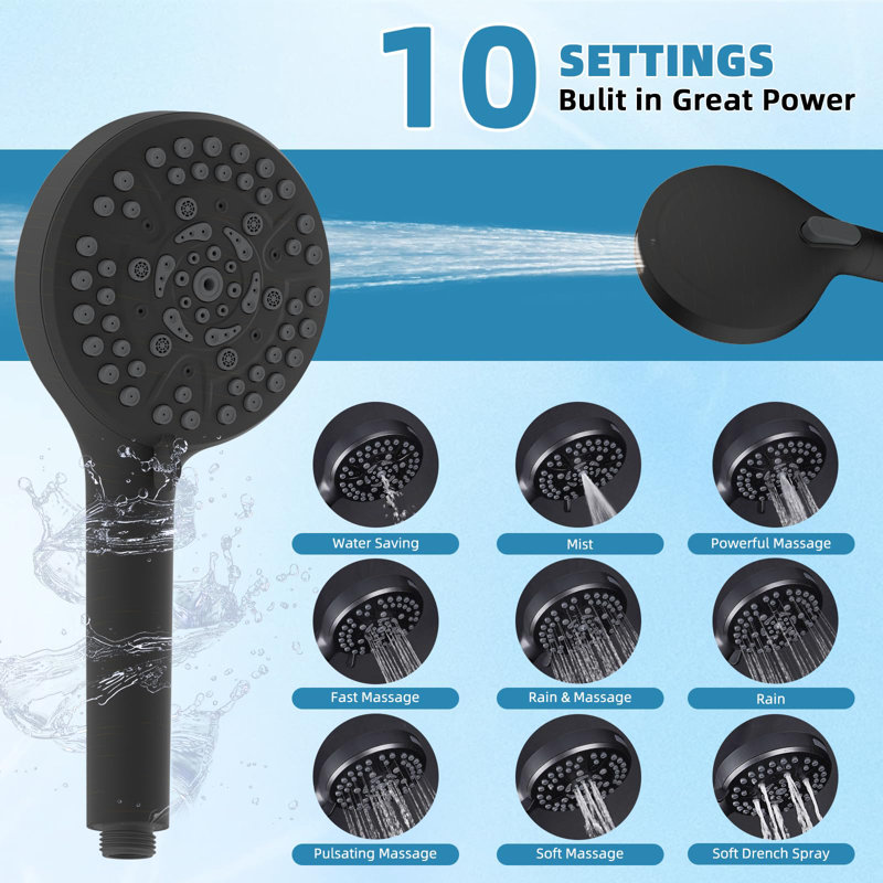 10" Filtered Shower Head,High Plessure 10-Spray Handheld,20 Stage Shower Filter,Extension Arm, 71" Hose, Oil Rubbed Bronze