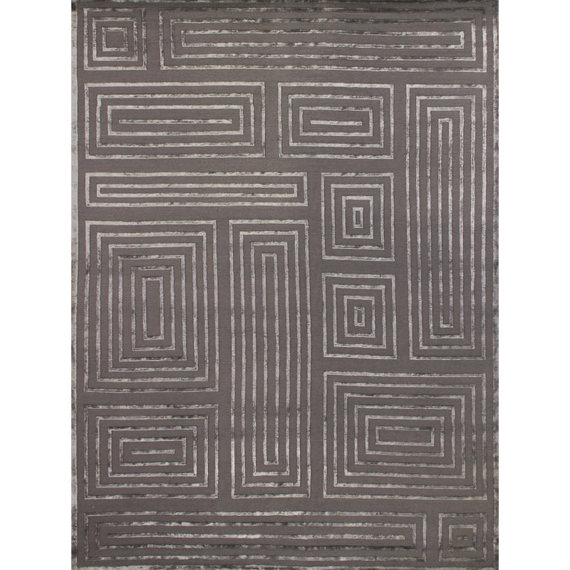 Metro-Velvet Geometric Area Rug in Raisin Brown, Rectangle 10' x 14'