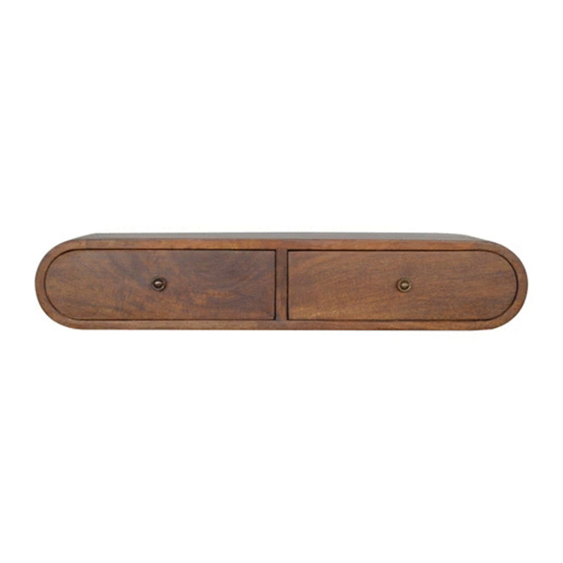 Floating Chestnut London Console, 2-Drawers, Shiny Knobs