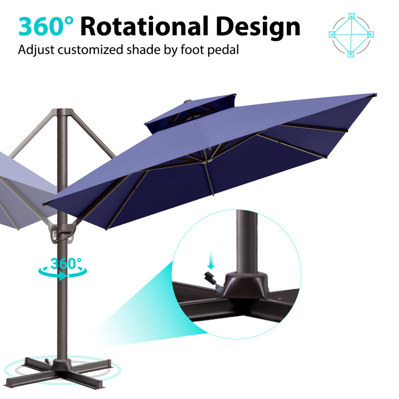 Antony 153" X 116" Rectangular Cantilever Umbrella, Weighted Base Does Not Include, Marine