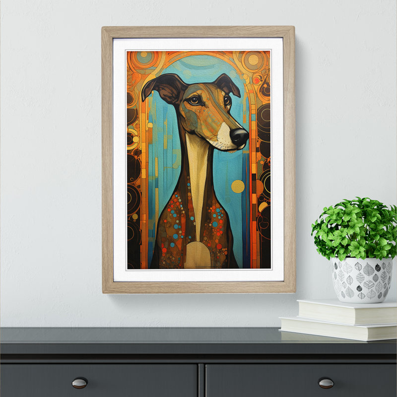 Greyhound Nouveau - Framed Print