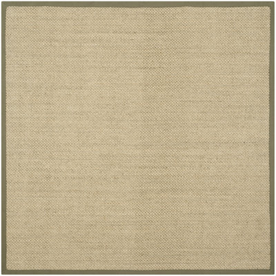 Beige Green Floral Jute Rug