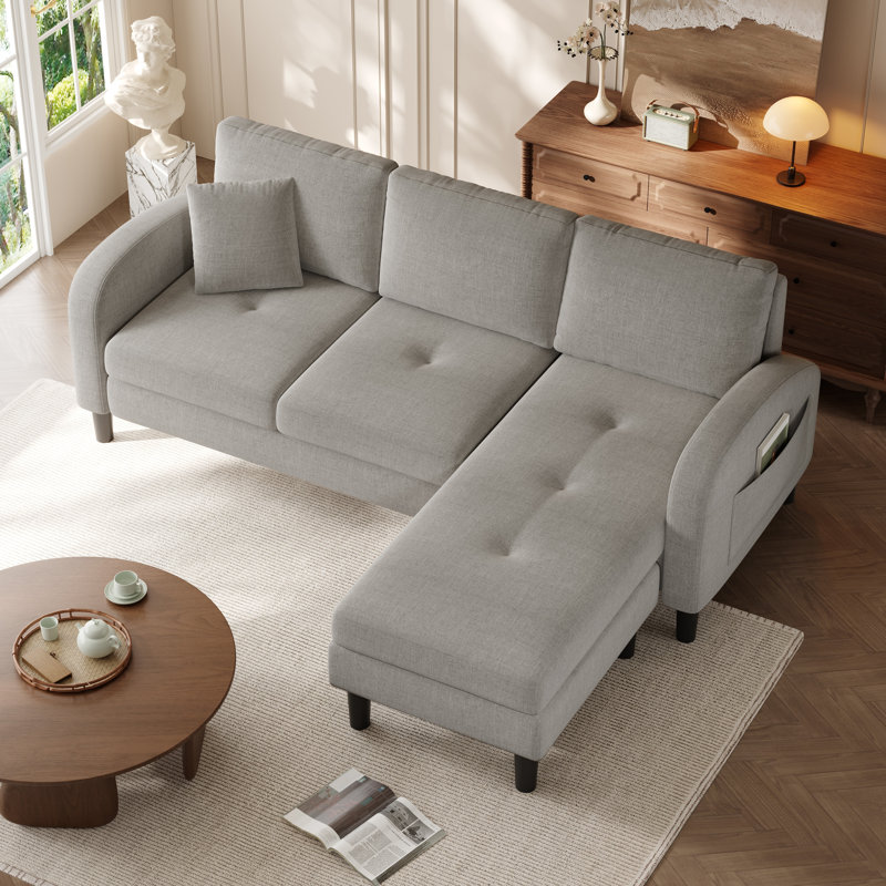 3 Seater Linen Sofa, Grey