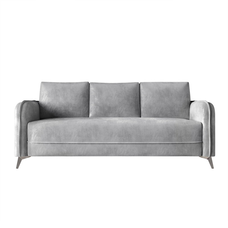Belmont Velvet Upholstered Sofa, Silver Gray