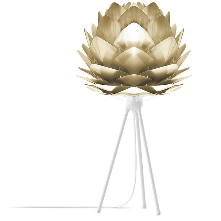 Lampe de table à trépied 19 po Silvia, Blanc, Laiton