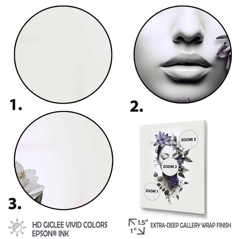 Mauve Yin Yang abstrait femme III - art mural moderne, Cadre flottant noir, H 44 po x l 34 po