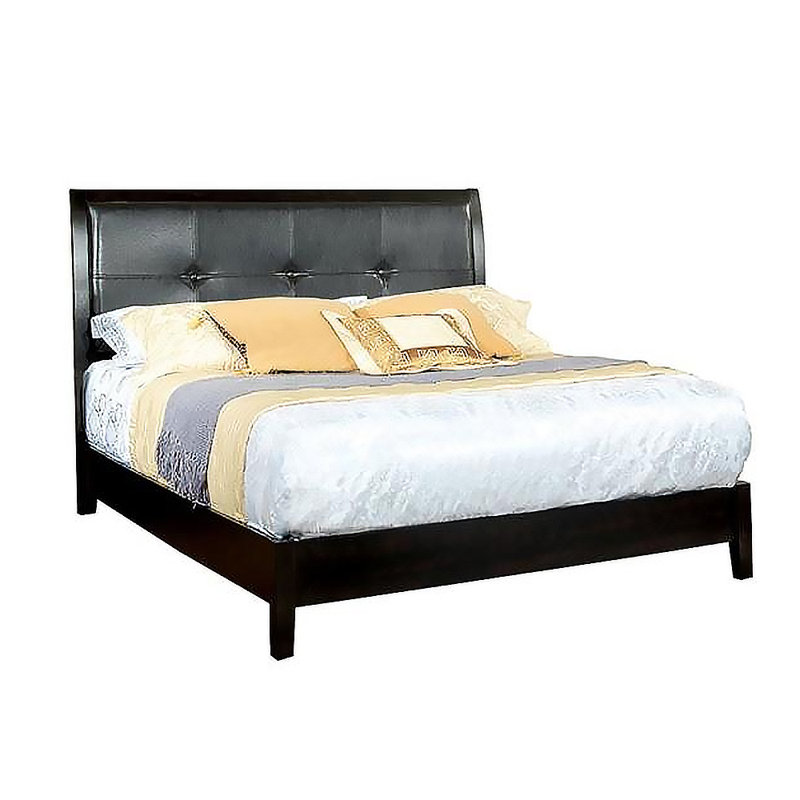 Lit plateforme touffeté Rohde, Très grand lit Eastern, Marron foncé