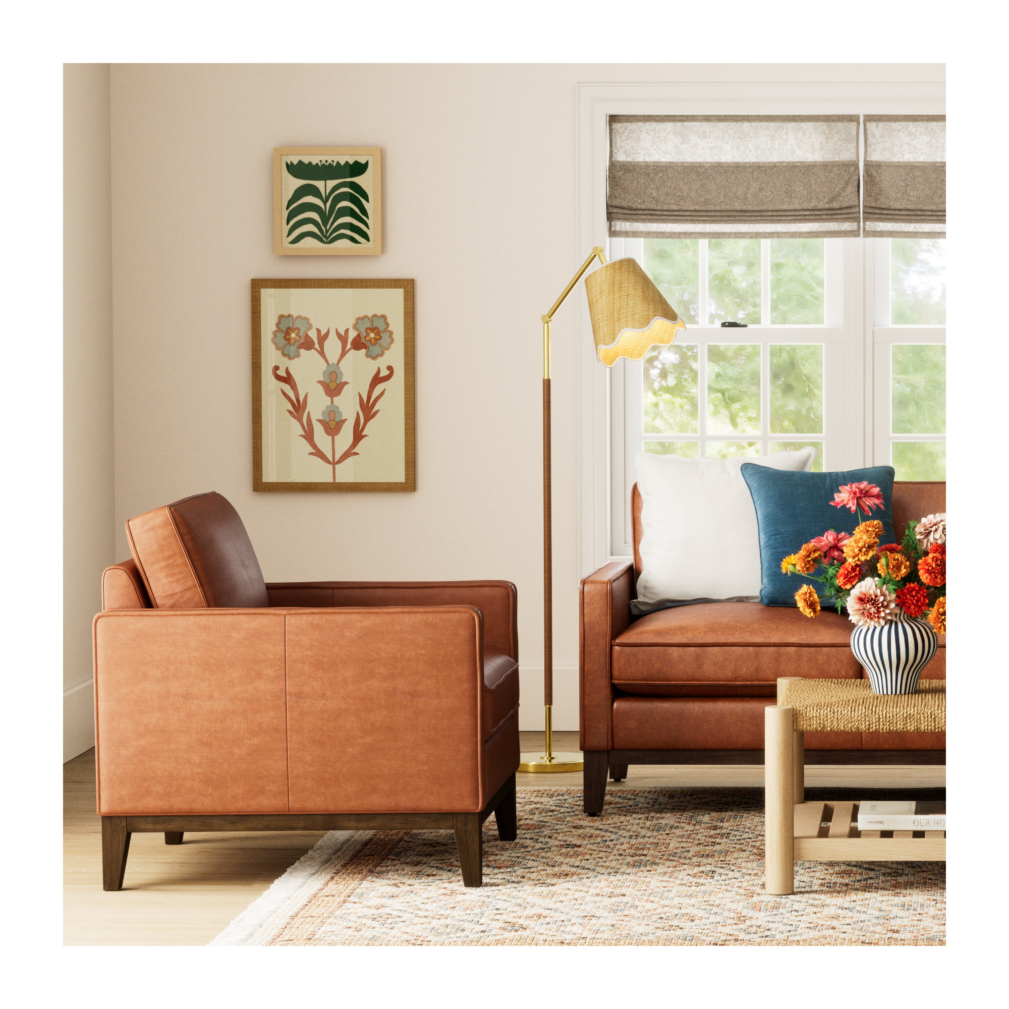 Cascades Leather Armchair, Chestnut Genuine Leather