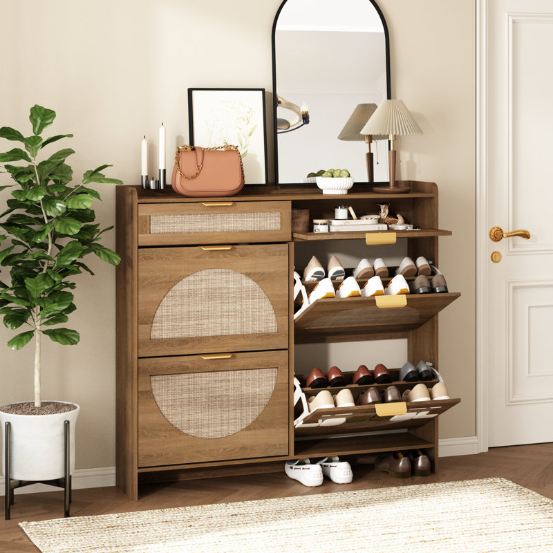 Armoire de rangement pour chaussures Anteus, Bois naturel