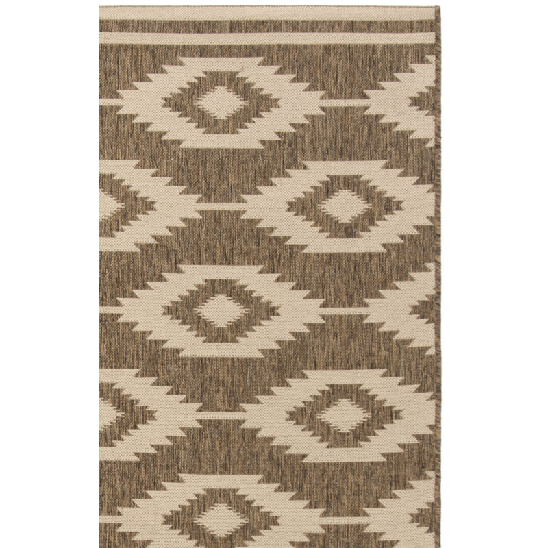 Tapis intérieur / extérieur géométrique Lollar, Rectangle 5 pi 3 po x 7 pi 6 po