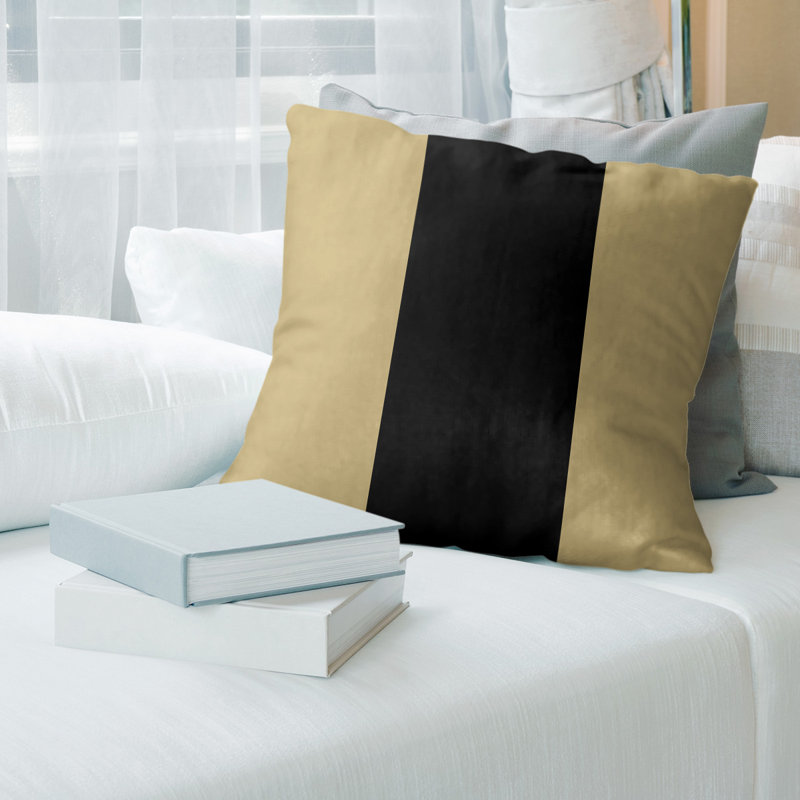 Coussin en suède Colorado, 26 po x 26 po, Doré / noir / doré