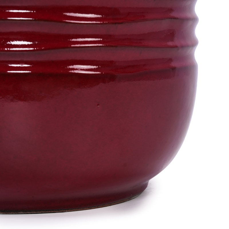 3 Pieces Bean Paste Red Planter, Ceramic Material, All-Weather Durability, Versatile Placement, 14.47" X 11.93", 43.12 Lbs Flowerpot, Modern Planter For Patio, Garden, Windowsills - Frost-, Heat-,