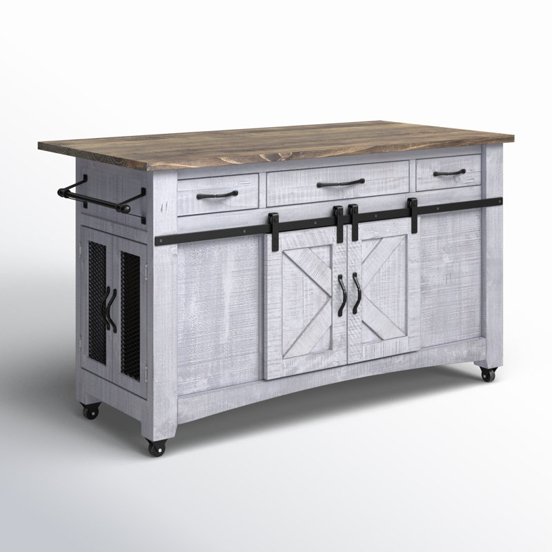 Westleigh Solid Wood Kitchen Island, Gray