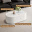 Table basse moderne ovale avec rangement caché et plateau en verre trempé-131233665