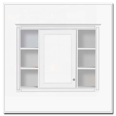 35" x 27.5" Wall Bathroom Cabinet with Mirror,Cabinet,6 Open Shelves