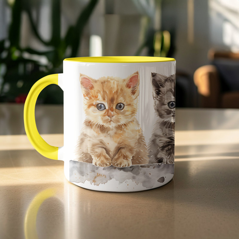 Ceramic Coffee Mug, 2, Yellow