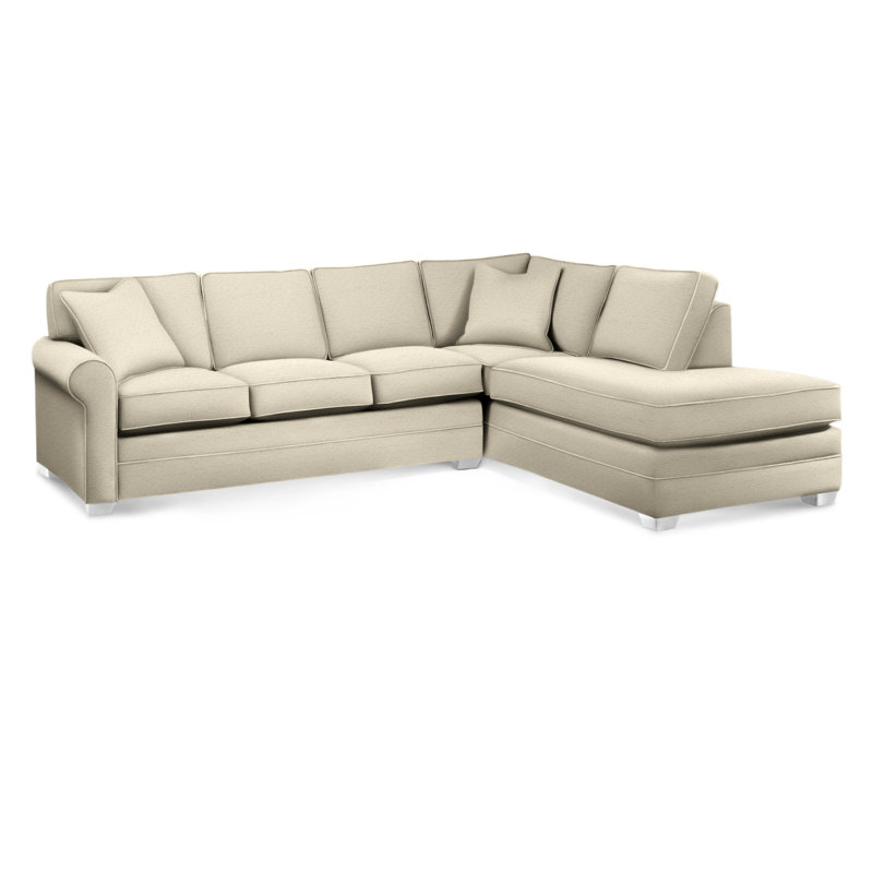 Bedford Upholstered Sectional, Frost White Finish, Right Hand Facing, Ivory Crypton Performance; 0886-91