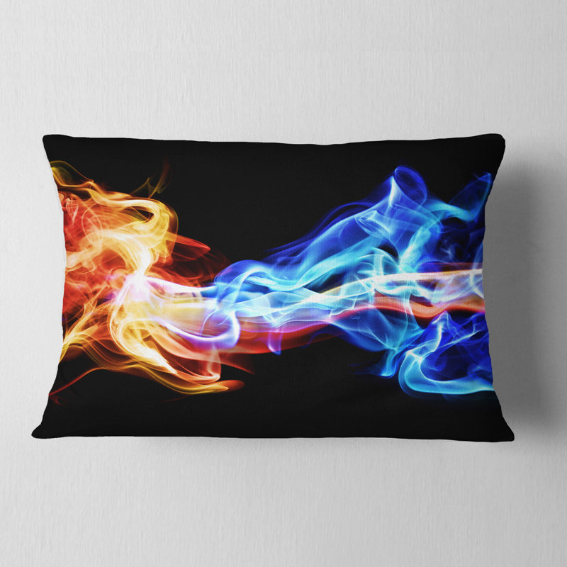 Red and Blue Smoke Abstract - Coussin décoratif imprimé abstrait