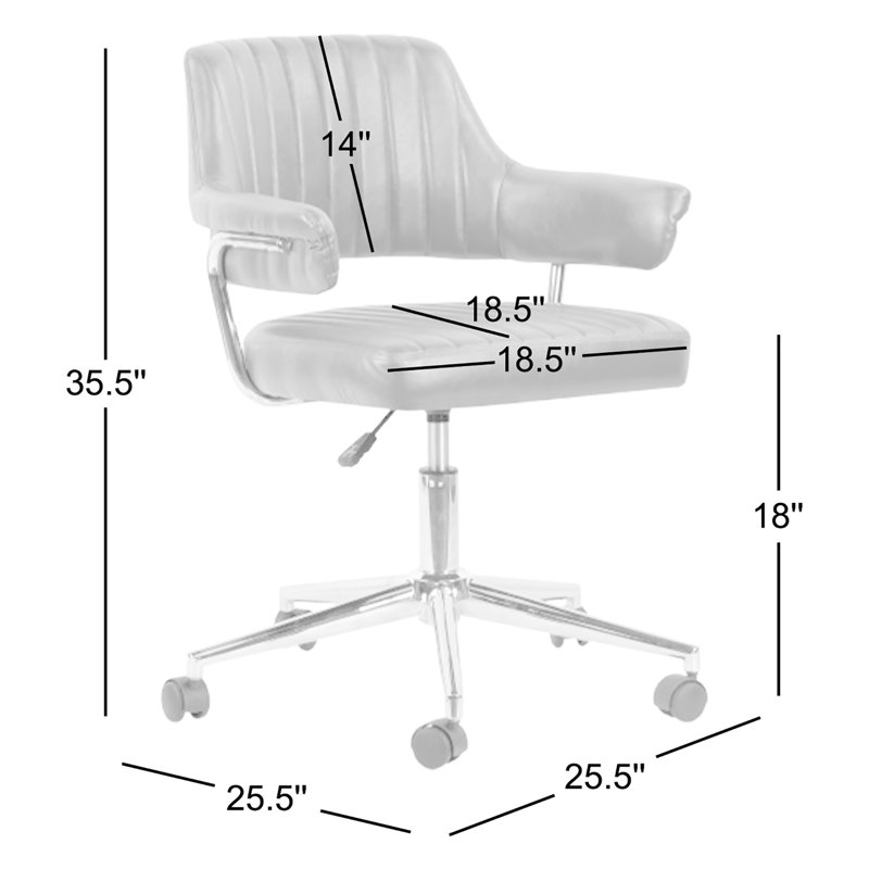 Chaise de travail pivotante en similicuir Avery, Gris