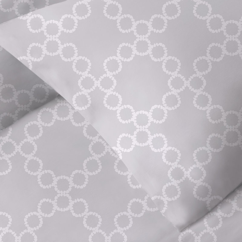Clean Design Home Palais Duvet Set, Light Gray, King Duvet Cover + 2 King Shams