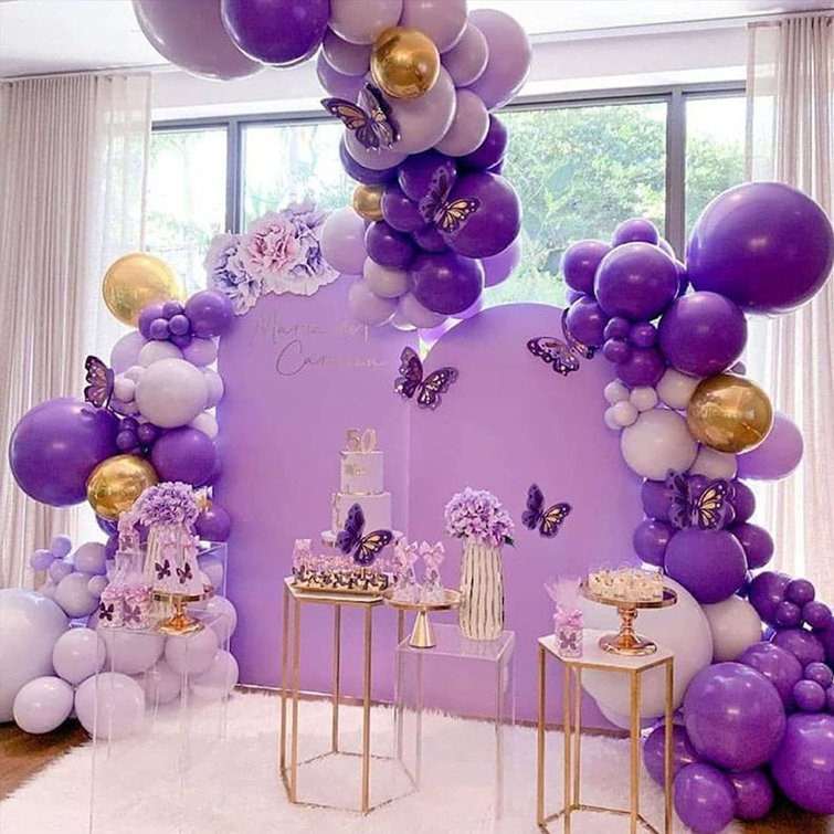 MMTX Arch Balloon Garland Wedding 108Pcs Purple White Butterfly Latex Party Decoration Supplies Girls Baby Shower For All Ages Wedding Birthday Graduation Party Decorations - Wayfair Canada