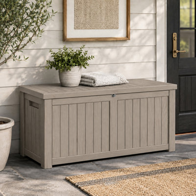 120 Gallon Water‑Resistant Lockable Resin Deck Box for Patio Pool Garden