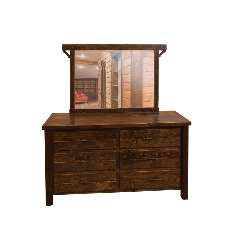 Commode double 6 tiroirs avec miroir Digby, Brun