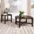 Round Solid Wood End Table, Dark Brown