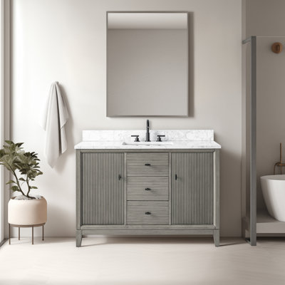 Meuble-lavabo simple 48 po avec plateau en marbre d'ingénierie
