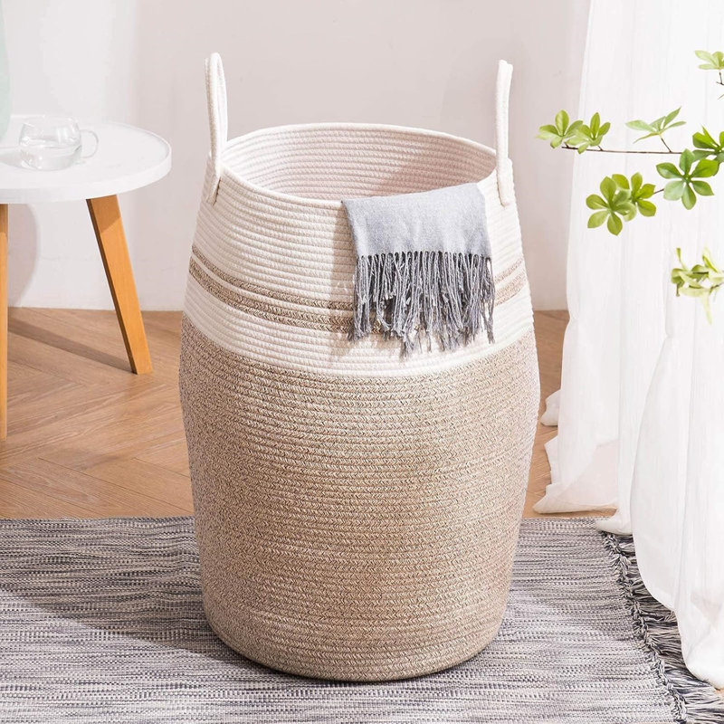 105L Laundry Hamper With Handle,Foldable, Brown