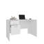 Bureau moderne Mellier avec deux tiroirs et rangement latéral, poste de travail d'ordinateur compact pour le bureau à domicile ou la salle d'étude