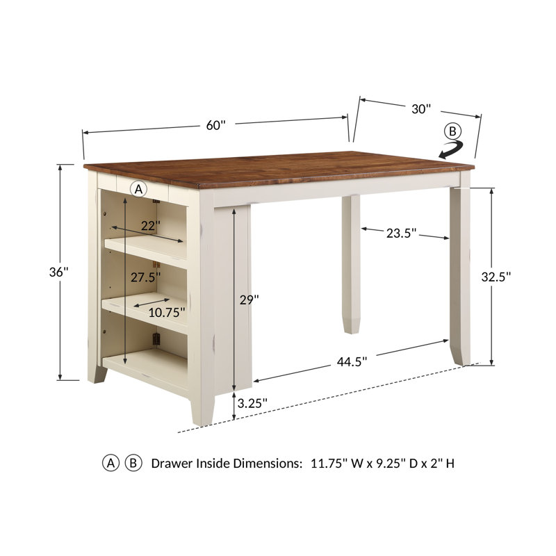 Matthea Rectangular Solid Wood Top with Solid Wood Base Dining Table, Beige