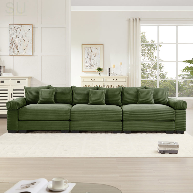 Canapé modulaire surdimensionné de 130 pouces Cloud, Vert, H 34,23 po x l 129,92 po x P 33,82 po