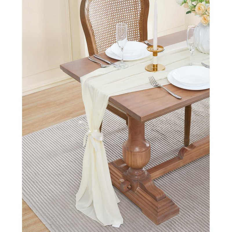 Chemin de table Cheatom, L 156 po x l 35 po, Ivoire