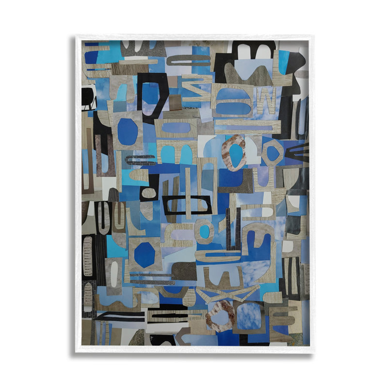 Collage de formes géométriques bleues, estampe numérique de Coco Good, H 14 po x l 11 po x P 1,5 po