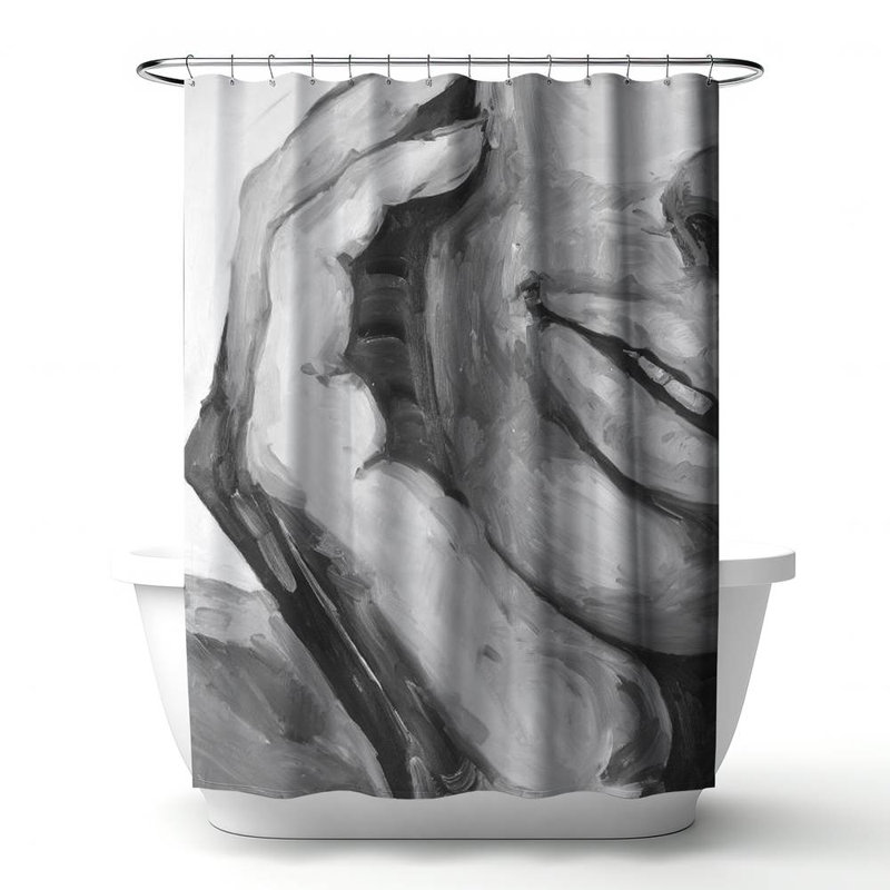 Shower Curtain FI49 – Polyester Shower Curtain, Dye Sublimation Print, 71" W × 74" L, Gray