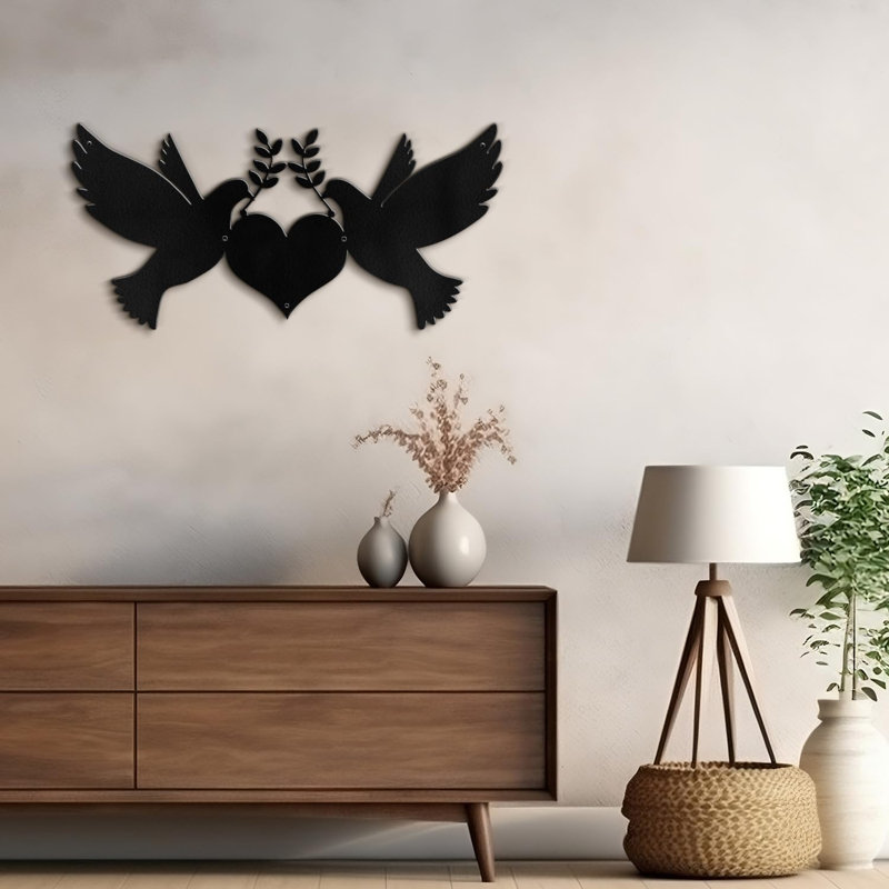 Décoration murale en métal, H 15 po x l 30 po x P 0,05 po, Noir