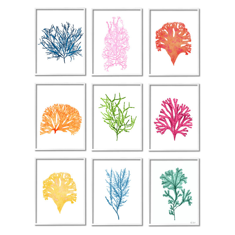 Ensemble de 9 textures giclées par Patty Rybolt, Giclée encadrée blanc bord de mer