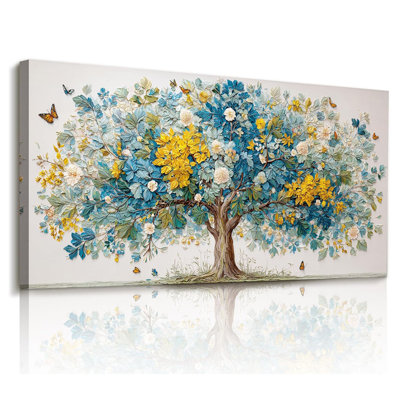Large Wall Art, Tree Of Life Wall Art, Abstract Art Wall Decor, Nature Spiritual Tree Canvas Prints, Colorful Modern Paintings Wall Decor Living Room Bedroom Office Hallway Yoga Room 24"X48"