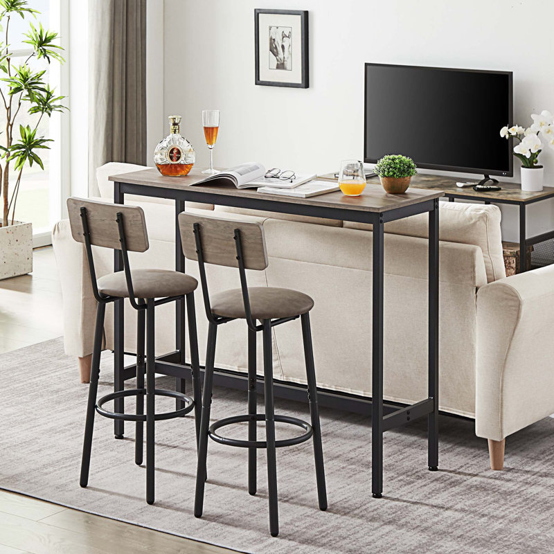 Ensemble repas pour 2 personnes à hauteur de comptoir, gris, Gris/noir