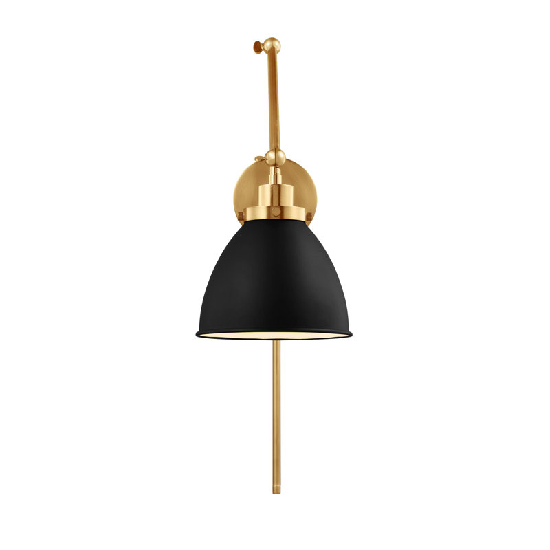 Wellfleet 1 - Light Armed Sconce, Burnished Brass, Midnight Black