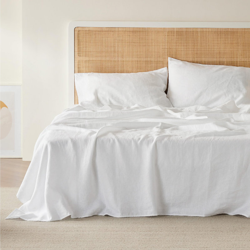 Bedsure Bed Sheets, Cotton Linen Sheet Set, Breathable & Durably, Anti - Pilling & Soft, Deep Pocket Fitted Bed sheet set Up to 16 Inches
